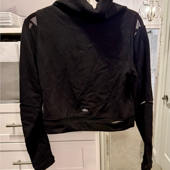 ALO Yoga Black Turtle Neck Sweater with sheer cutouts. - Picture 2 of 3